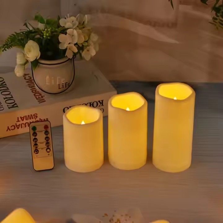 Outdoor waterproof flameless candles candlestick light remote battery operated electric led pillar candles