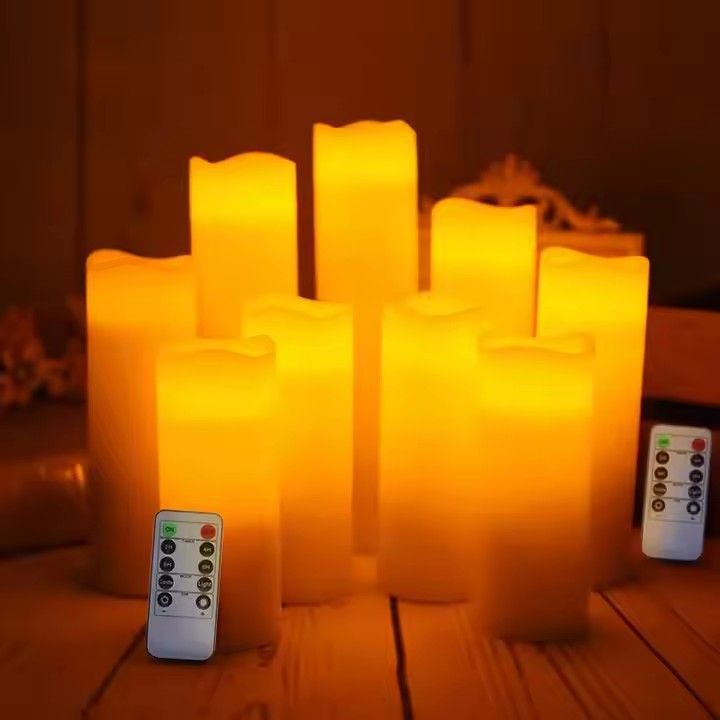 Led candle holders romantic wedding birthday party remote control flame pillar led flickering candles