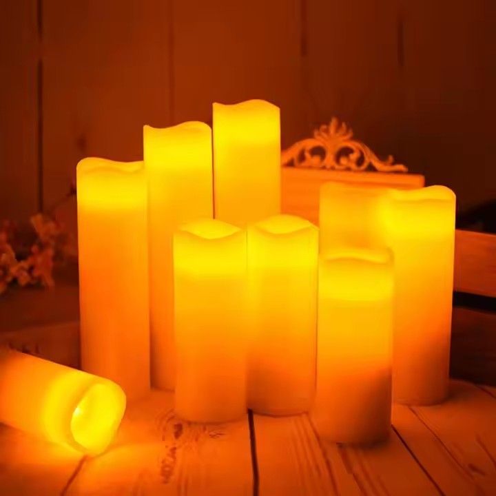 Led candle holders romantic wedding birthday party remote control flame pillar led flickering candles