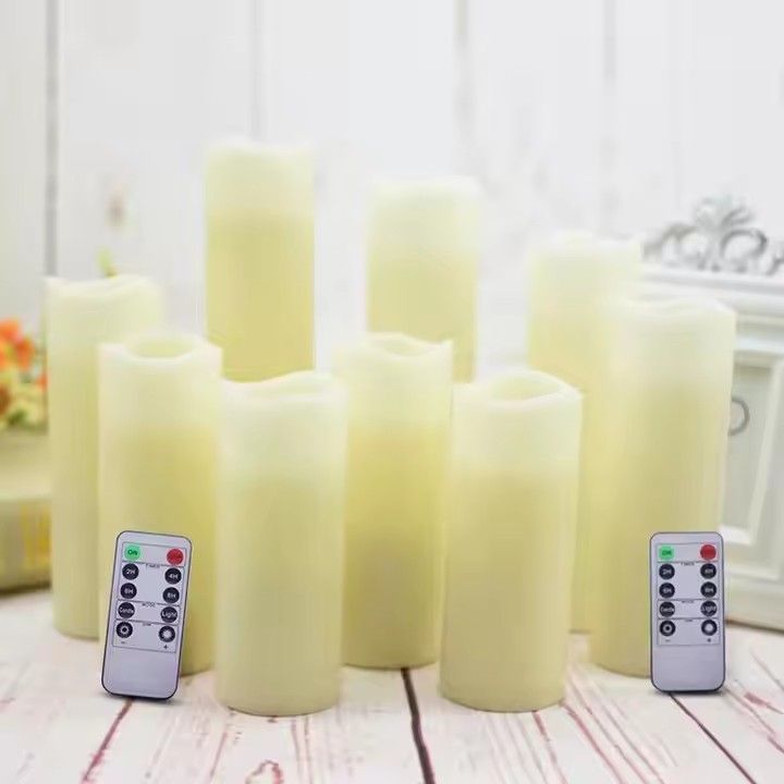 Led candle holders romantic wedding birthday party remote control flame pillar led flickering candles