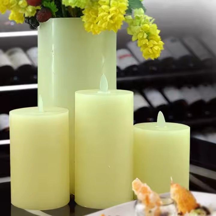 Remote control flat led candle light home wedding party electronic flickering pillar candles set