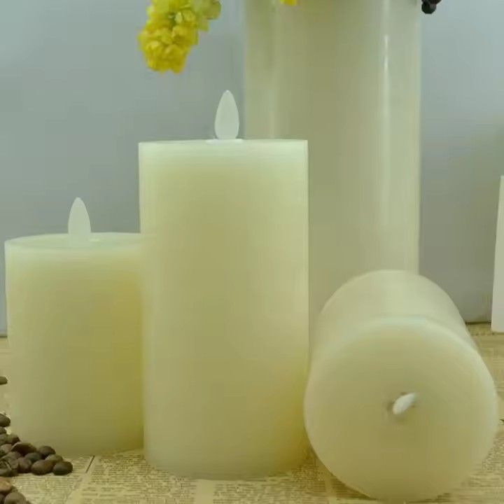 Remote control flat led candle light home wedding party electronic flickering pillar candles set