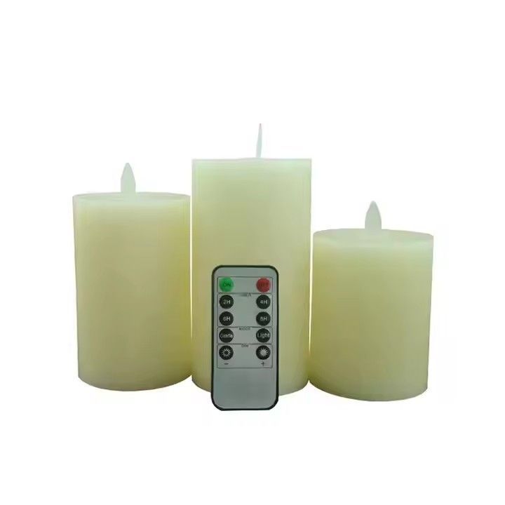 Remote control flat led candle light home wedding party electronic flickering pillar candles set