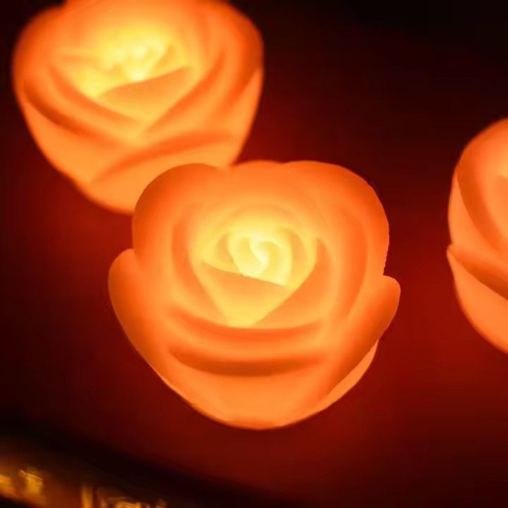 Led rose flower candle tealight romantic wedding decoration party flameless paraffin wax tea light candle