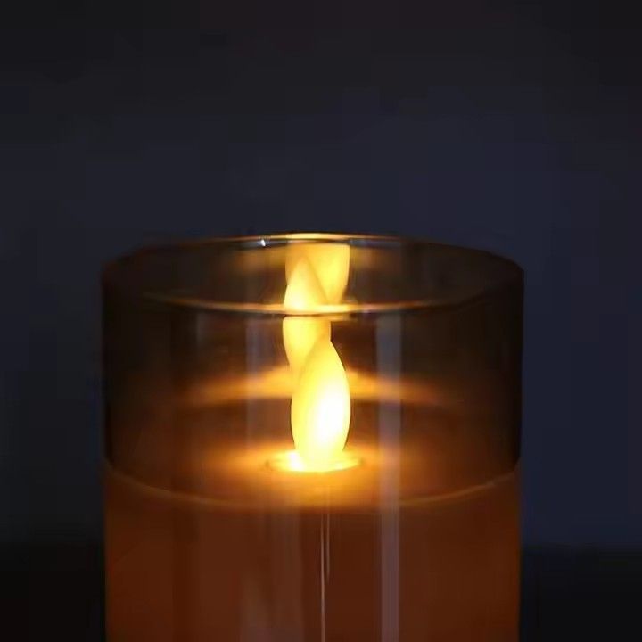 Amber glass led candles with moving flame birthday celebration remote control led candle light