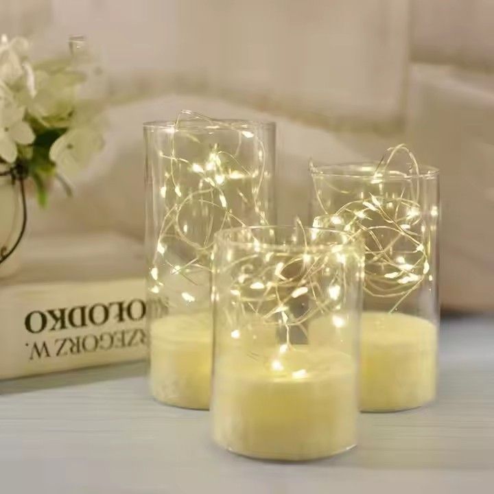 Remote control acrylic flickering flameless candles set decorative electric plastic led light candle