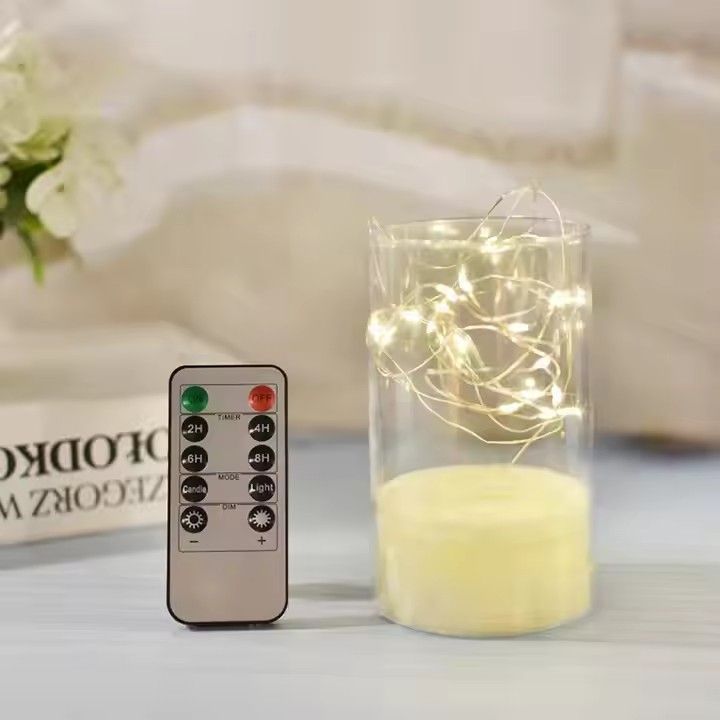 Remote control acrylic flickering flameless candles set decorative electric plastic led light candle