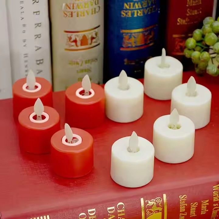 Wedding table home decor white red flameless tea light candle led small electric candles for christmas