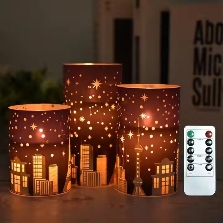 Electric candles romantic holiday wedding decor 10 key remote control city starry sky led candles