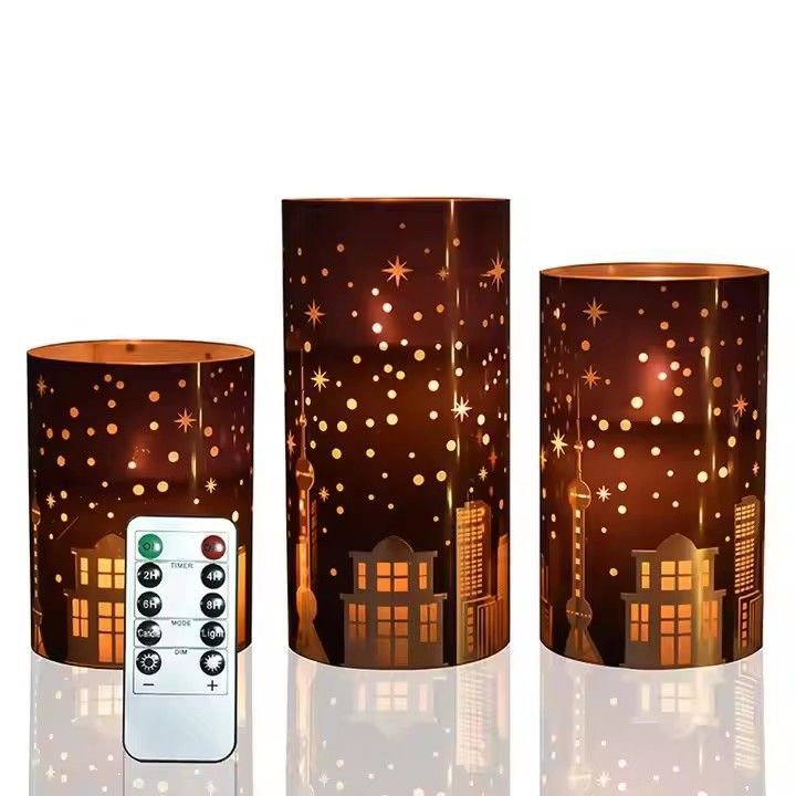 Electric candles romantic holiday wedding decor 10 key remote control city starry sky led candles