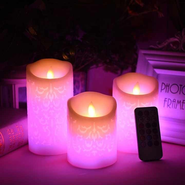 Openwork pattern led candle wedding birthday decor flameless electronic candles set