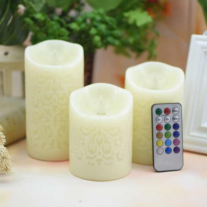 Openwork pattern led candle wedding birthday decor flameless electronic candles set