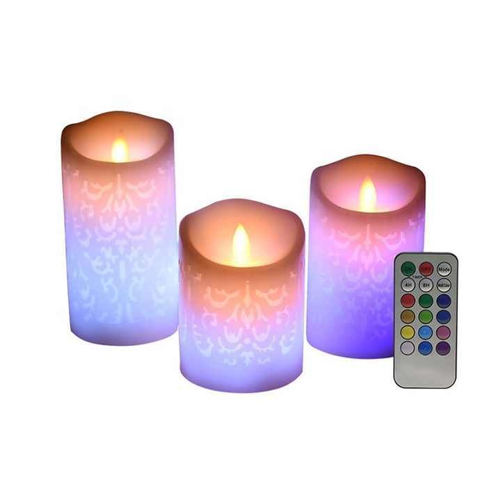 Openwork pattern led candle wedding birthday decor flameless electronic candles set