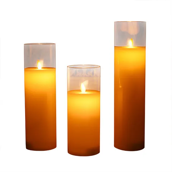 Flameless Pillar Candle in Glass Jar Wedding Home Decoration White Glass LED Pillar Candles