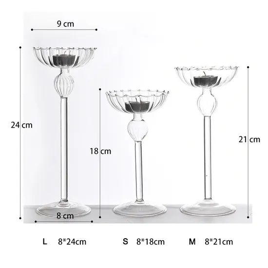 Wholesale Handmade Glass Long Stem Candlestick Holder for Candlelight Dinner Table Decoration