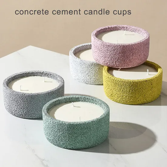 Hot Coral Scented Candle Vessel Cup Cement Candle Jar Blue Concrete Candle Jar