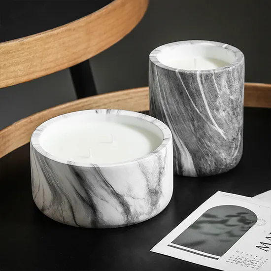 Scandinavian Round Simulation Marbled Wood Grain Candle Cup Aromatherapy Ceramic Wax Candle Cup