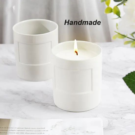 Custom Logo Home Decor Candle Holder Wedding Ceramic Matte White Black Candle Jar