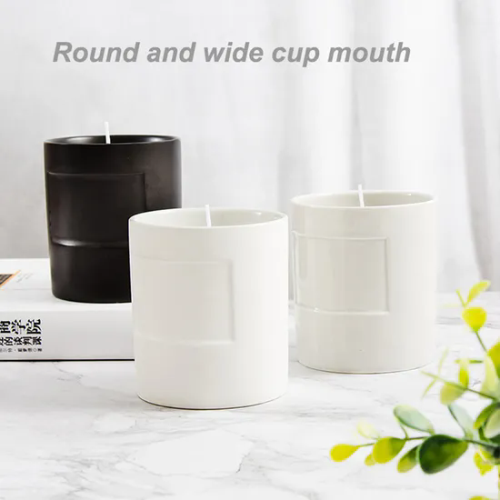 Custom Logo Home Decor Candle Holder Wedding Ceramic Matte White Black Candle Jar