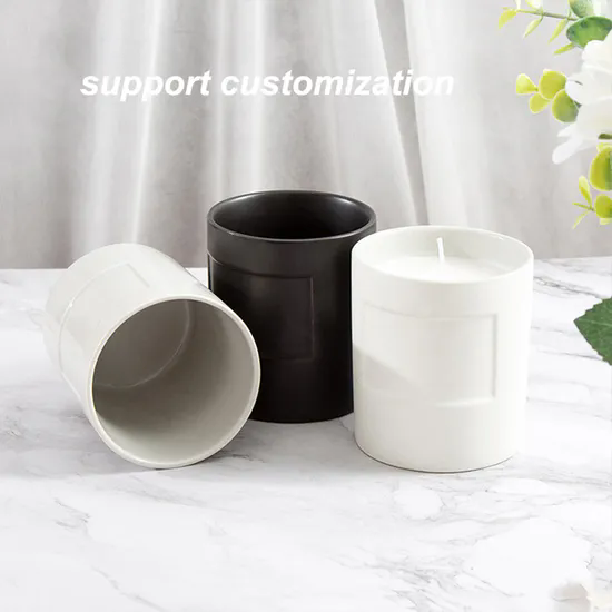 Custom Logo Home Decor Candle Holder Wedding Ceramic Matte White Black Candle Jar