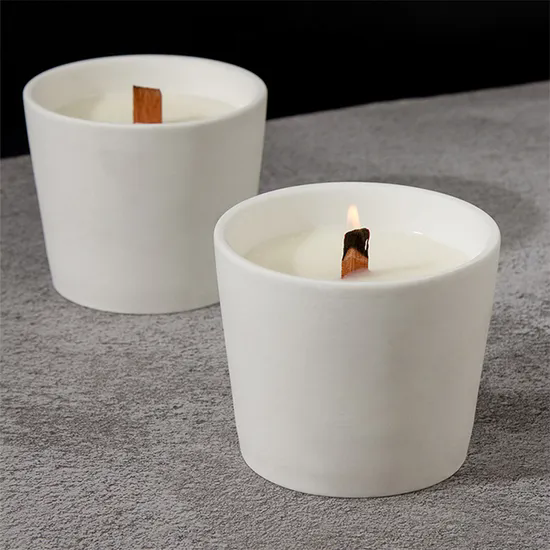 European Wholesale Custom Wood Core Relief Ceramic Candle Cup Scented Candle Jar