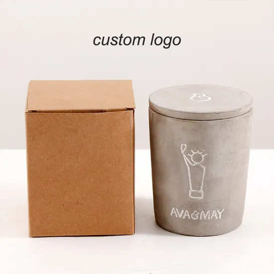 Custom Cement Candle Jar Holder with Lid Concrete Candle Vessels Wholesale Concrete Candle Jars