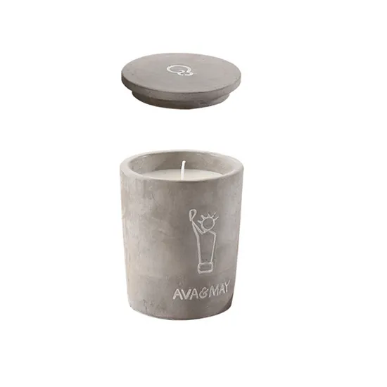 Custom Cement Candle Jar Holder with Lid Concrete Candle Vessels Wholesale Concrete Candle Jars