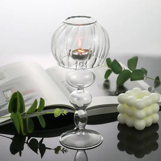 European Vintage Clear Glass Tealight Candle Holder Umbrella Glass Candle Holder