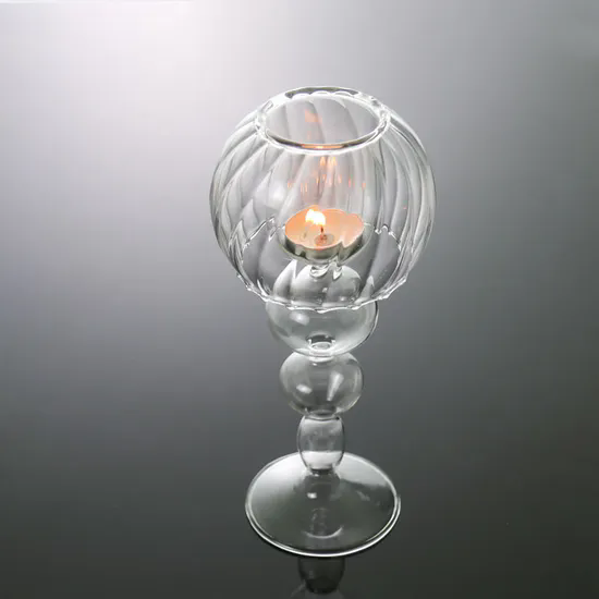 European Vintage Clear Glass Tealight Candle Holder Umbrella Glass Candle Holder