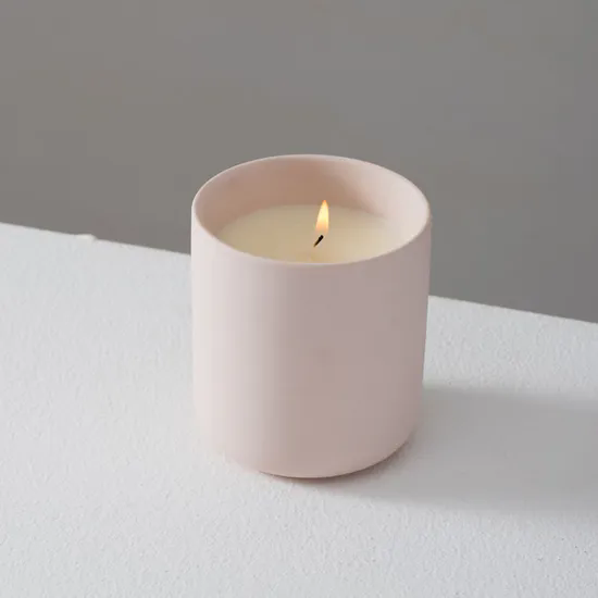 Wholesale Custom Colored Clay Ceramic Candle Jar Empty Round Bottom Matte Nordic Ceramic Candle Holder