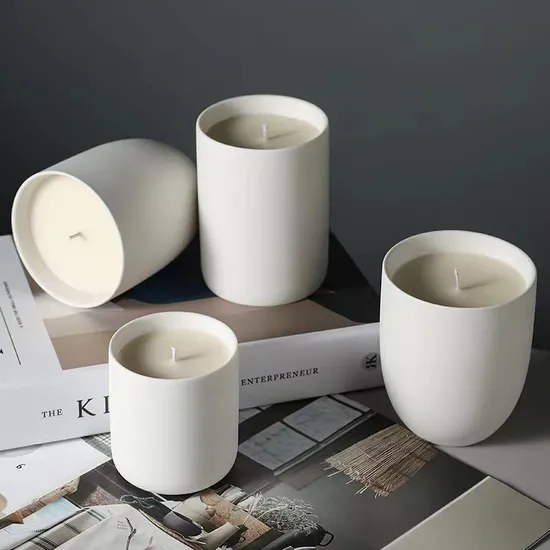 Home Decor Matte White Candle Vessels Ceramic Scented Candler Jar Empty Candle Container