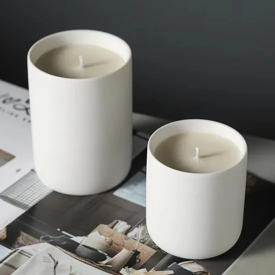 Home Decor Matte White Candle Vessels Ceramic Scented Candler Jar Empty Candle Container