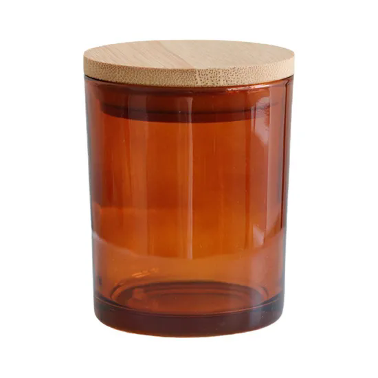 Wholesale Frosted Candle Jars with Wooden Lid Customized Logo Candle with Bamboo Lid for Candle Making