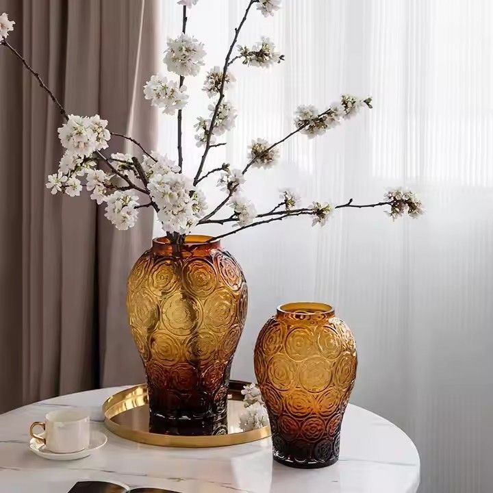 Hot sale Nordic creative light luxury transparent vase high-end sense of net red water flower arrangement glass vase