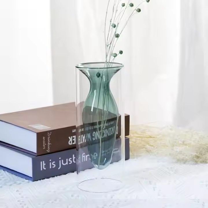 Nordic colored glass vase ornaments creative hydroponic transparent flower dryer home living room decoration