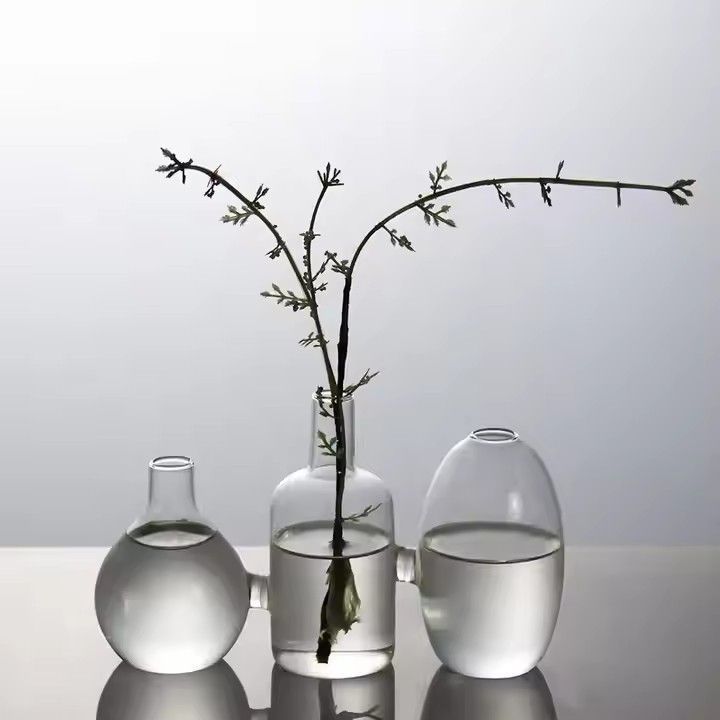 Wholesale Customized Transparent Glass Vase Flower Arrangement Hydroponic Flower Vase For Desktop Office Decoration