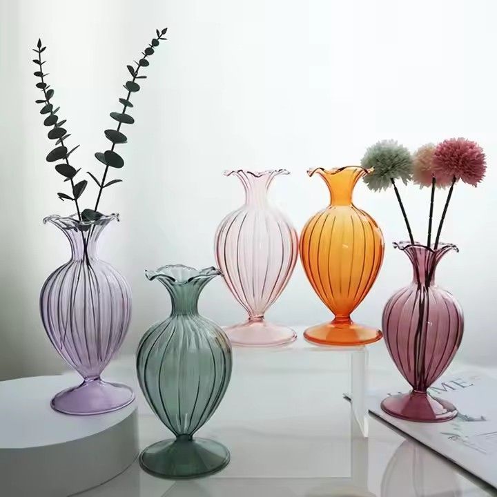 European Art Deco Design Transparent Glass Flower Vase Terrarium Tabletop Vase Made in China