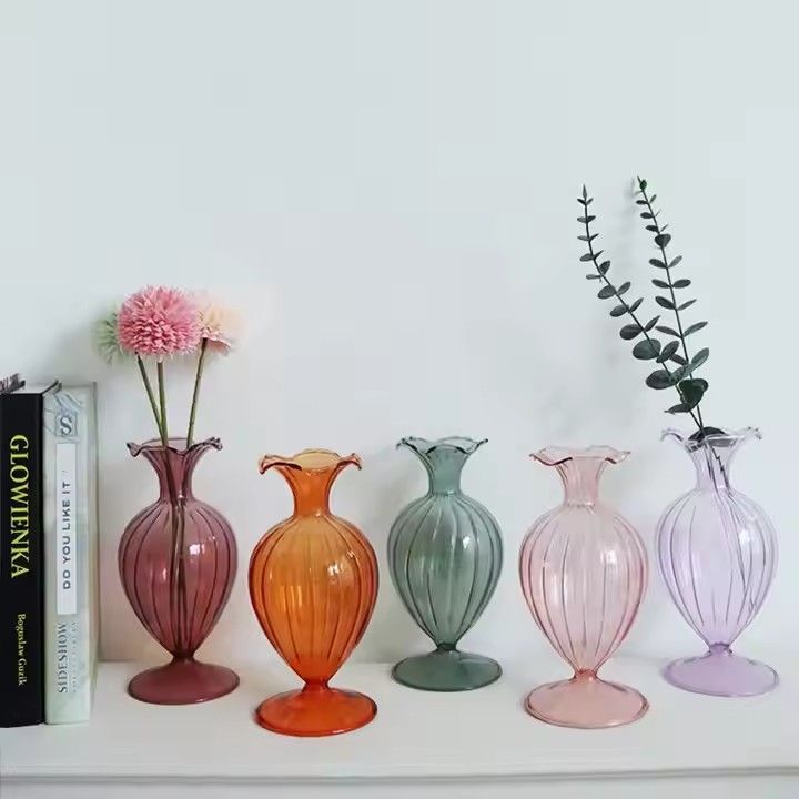 European Art Deco Design Transparent Glass Flower Vase Terrarium Tabletop Vase Made in China