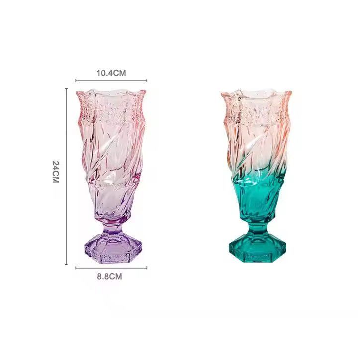 Vases Glass Flower Set for Home Decor Wedding Wholesale Supplier Wave Shape Embossed Thick Glass Flower Vases