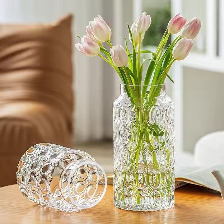 Bright Glass Vase Nordic Creative Flower Arrangement Dried Desktop Flower Pot Glass Vase