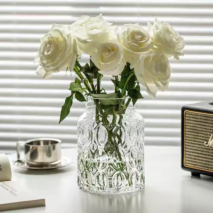 Bright Glass Vase Nordic Creative Flower Arrangement Dried Desktop Flower Pot Glass Vase