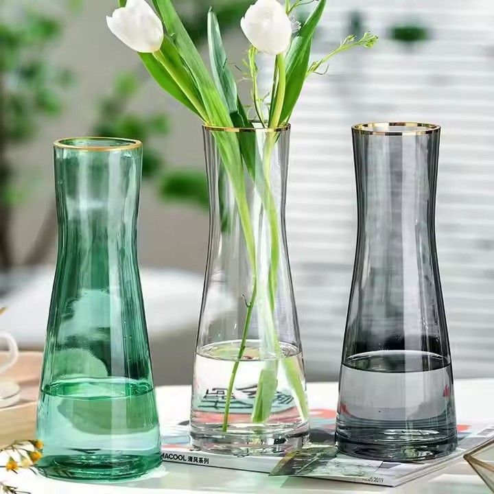 Handblown Home Goods Blown Restaurant Glass Table Flower Vase En Verre Transparent