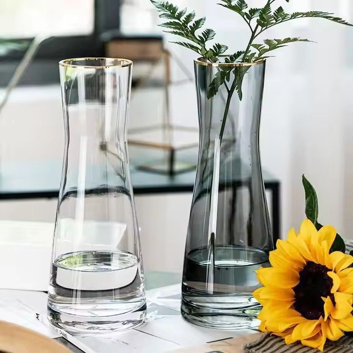 Handblown Home Goods Blown Restaurant Glass Table Flower Vase En Verre Transparent