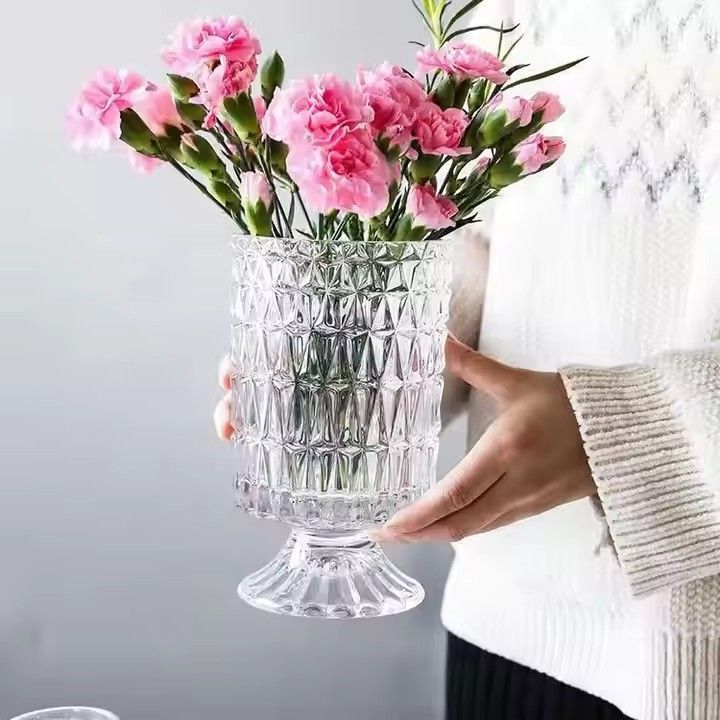 European Style Flower Shape Glass Vases For Wedding Centerpieces Manufacturers Wholesale Cheap Flowers Holders