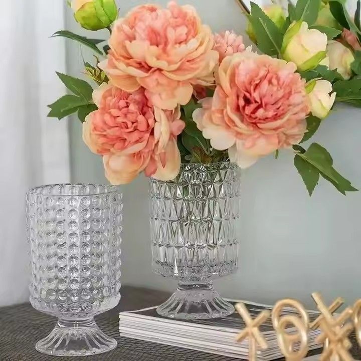 European Style Flower Shape Glass Vases For Wedding Centerpieces Manufacturers Wholesale Cheap Flowers Holders