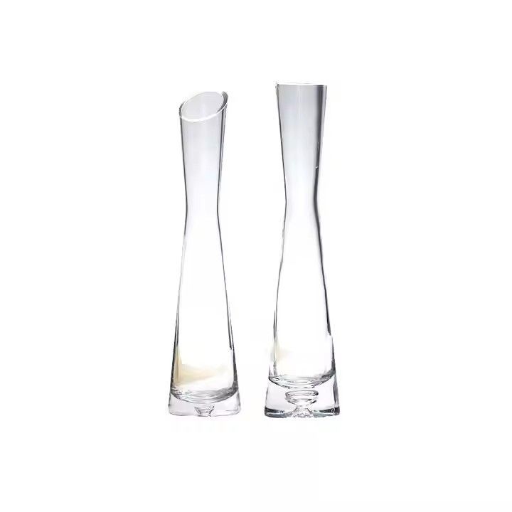 Hand Made Glass Vase Clear Blown Single Stem Vases for Home and Office Decoration