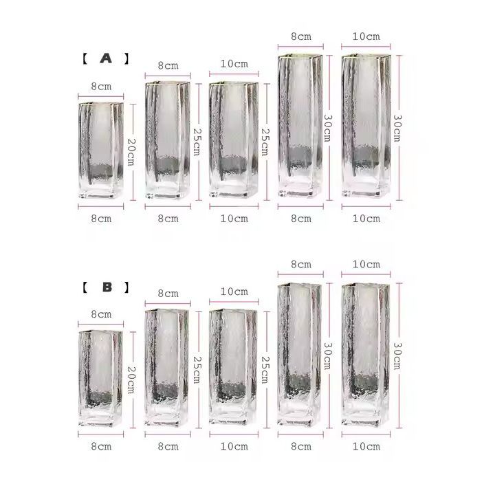 Customized Houseware Decorative Wedding Decoration Clear Elegant Rectangle Transparent Tall Cylinder Glass Flower Vase