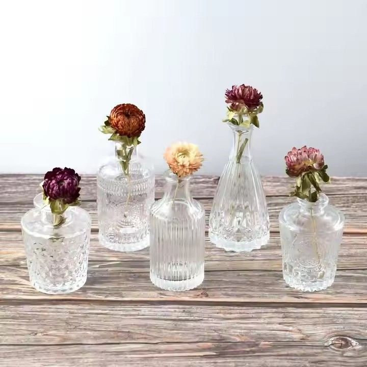 wholesale mini small glass crystal luxury vase set aromatherapy bottle vases for home centerpieces