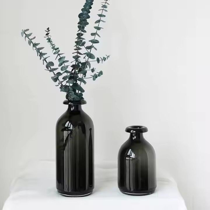 Wholesale Smoky grey flower arrangement hydroponics glass flower tall vase