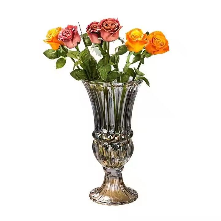 Factory Wholesale European Retro Floral Flower Arrangement glass Vase